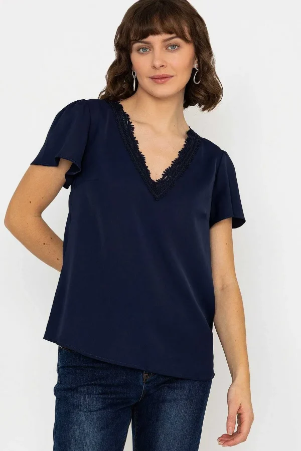 Rowen Avenue Lace V-Neck Top In Navy*Women Tops & Blouses