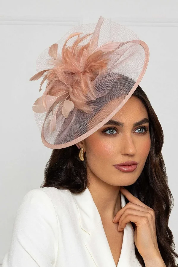 SOUL Accessories Large Blush Fascinator With Feather* Fascinators