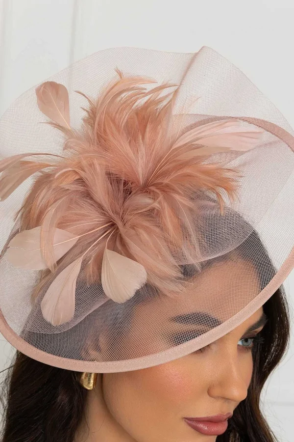 SOUL Accessories Large Blush Fascinator With Feather* Fascinators