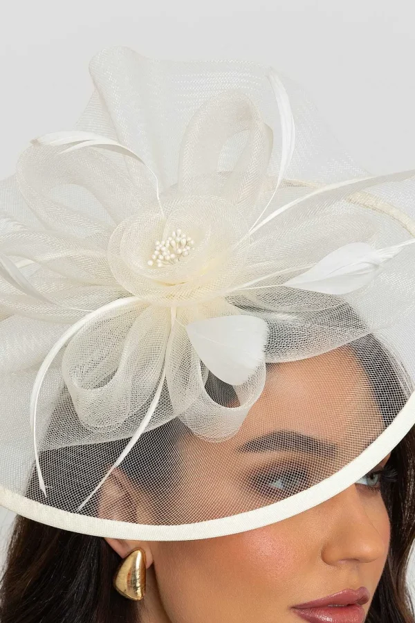 SOUL Accessories Large Cream Fascinator With Floral Bow* Fascinators