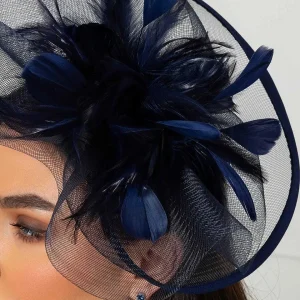 SOUL Accessories Large Navy Fascinator With Feather* Fascinators