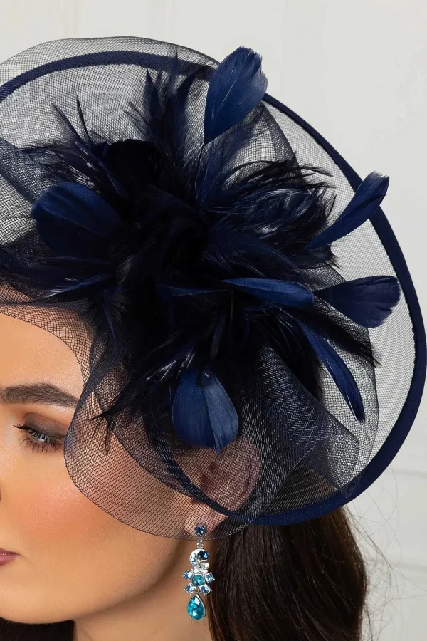 SOUL Accessories Large Navy Fascinator With Feather* Fascinators