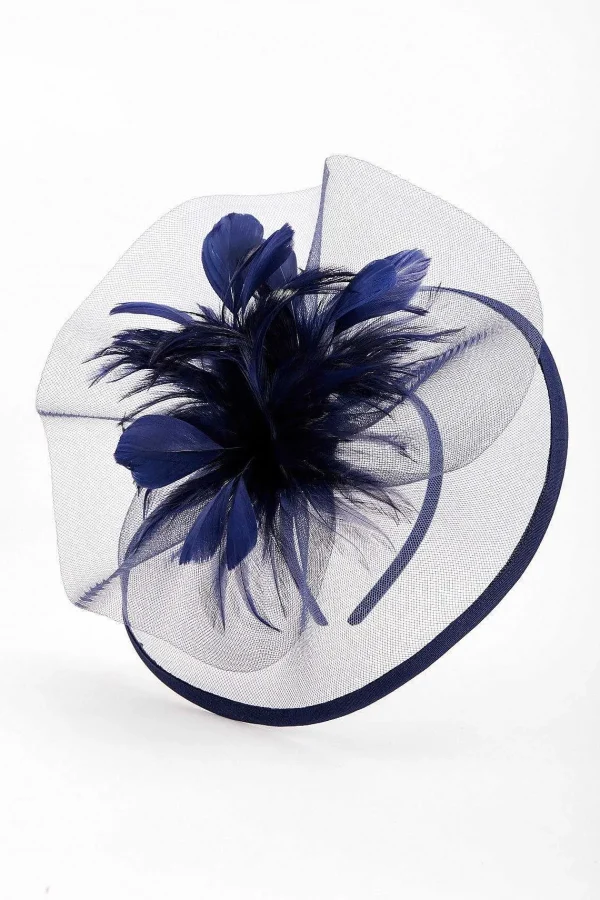 SOUL Accessories Large Navy Fascinator With Feather* Fascinators