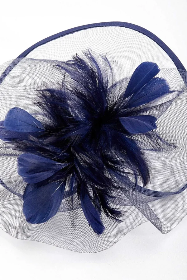 SOUL Accessories Large Navy Fascinator With Feather* Fascinators