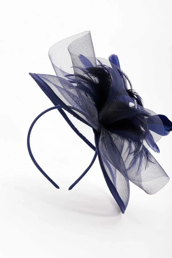 SOUL Accessories Large Navy Fascinator With Feather* Fascinators