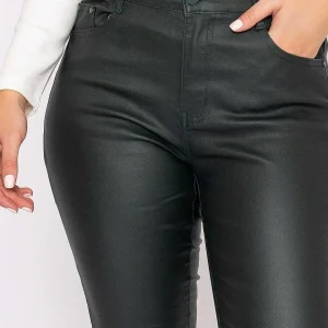 Denim Club Leather Look Jeans In Khaki*Women Jeans & Trousers