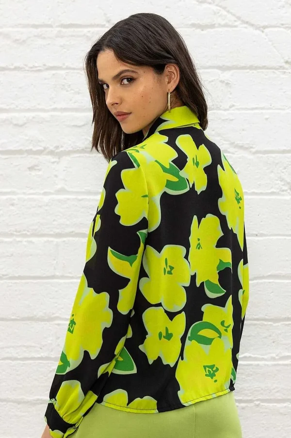 Pala D'oro Sport Lime Green Printed Blouse*Women Tops & Blouses