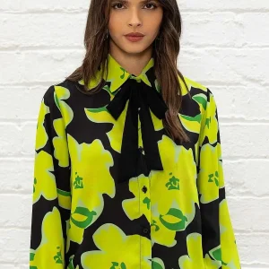 Pala D'oro Sport Lime Green Printed Blouse*Women Tops & Blouses