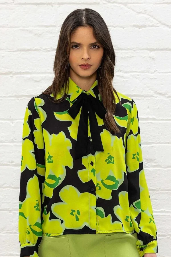 Pala D'oro Sport Lime Green Printed Blouse*Women Tops & Blouses