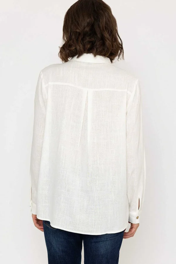 Kelly & Grace Weekend Linen Like Shirt In Ivory*Women Tops & Blouses