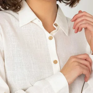 Kelly & Grace Weekend Linen Like Shirt In Ivory*Women Tops & Blouses