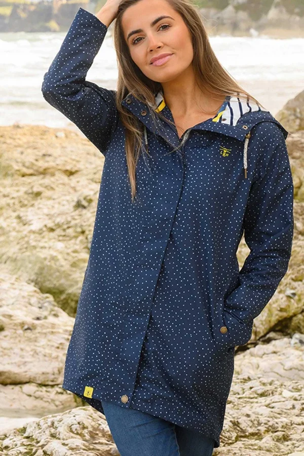 Lighthouse Long Beachcomber Jacket In Navy Dot*Women Coats & Jackets