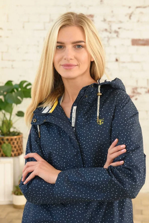 Lighthouse Long Beachcomber Jacket In Navy Dot*Women Coats & Jackets