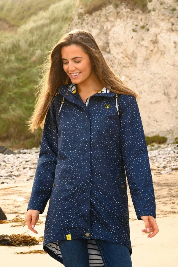 Lighthouse Long Beachcomber Jacket In Navy Dot*Women Coats & Jackets