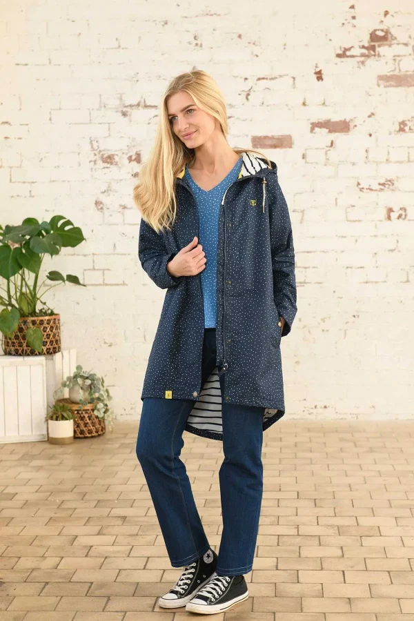 Lighthouse Long Beachcomber Jacket In Navy Dot*Women Coats & Jackets