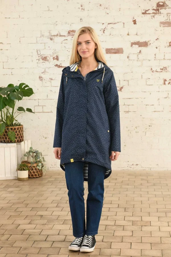 Lighthouse Long Beachcomber Jacket In Navy Dot*Women Coats & Jackets