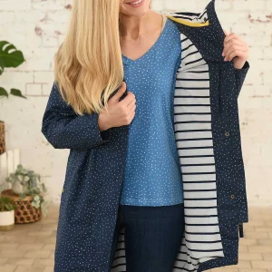 Lighthouse Long Beachcomber Jacket In Navy Dot*Women Coats & Jackets