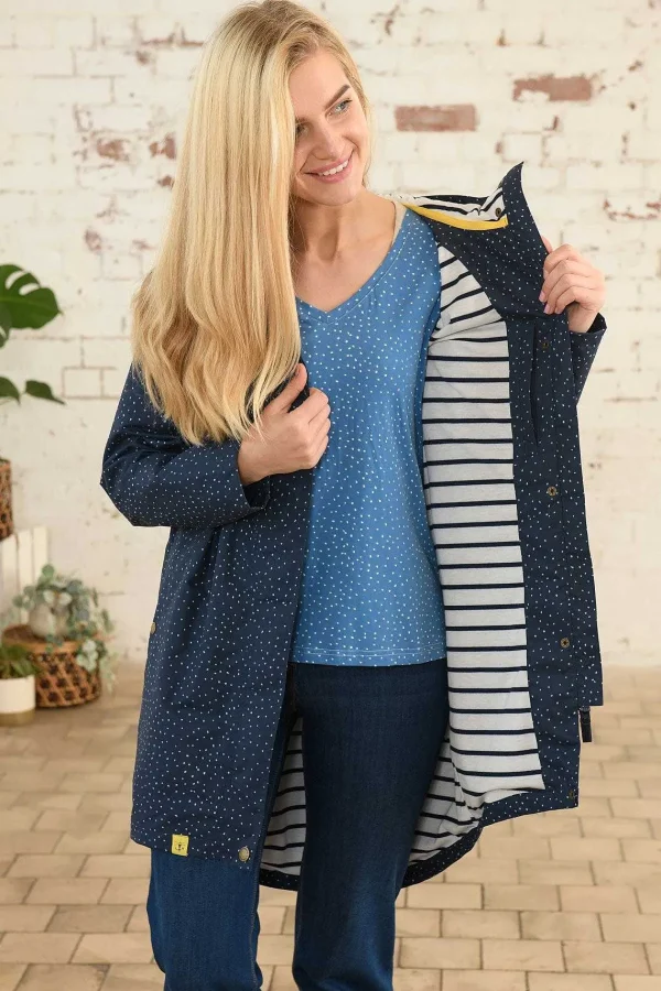 Lighthouse Long Beachcomber Jacket In Navy Dot*Women Coats & Jackets