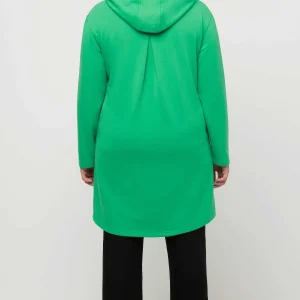 Ulla Popken Long Hooded Half Zipper Sweatshirt In Green*Women Hoodies & Sweatshirts