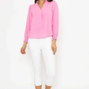 Pala D'oro Long Sleeve Collarless Top In Pink*Women Tops & Blouses