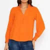 Pala D'oro Long Sleeve Collarless Top In Orange*Women Tops & Blouses