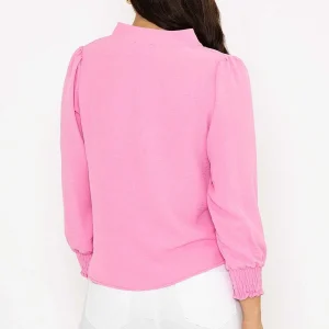 Pala D'oro Long Sleeve Collarless Top In Pink*Women Tops & Blouses