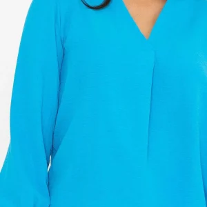 Pala D'oro Long Sleeve Collarless Top In Blue*Women Tops & Blouses