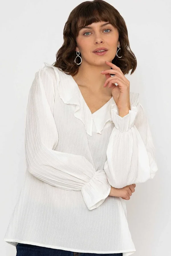 Rowen Avenue Long Sleeve Ruffle Blouse In Ivory*Women Tops & Blouses