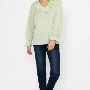 Rowen Avenue Long Sleeve Ruffle Blouse In Sage*Women Tops & Blouses