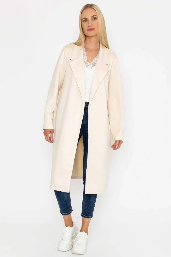 Pala D'oro Long Suede Coat In Beige*Women Coats & Jackets