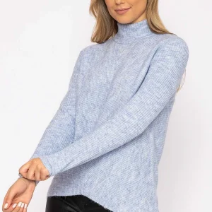 Kelly & Grace Weekend Longline High Neck Knit In Blue*Women Jumpers & Cardigans