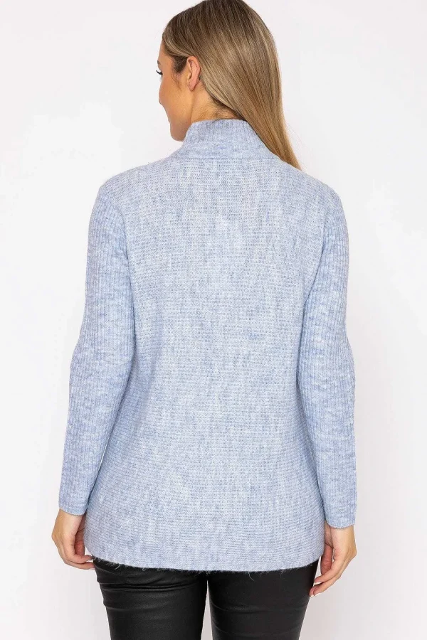 Kelly & Grace Weekend Longline High Neck Knit In Blue*Women Jumpers & Cardigans