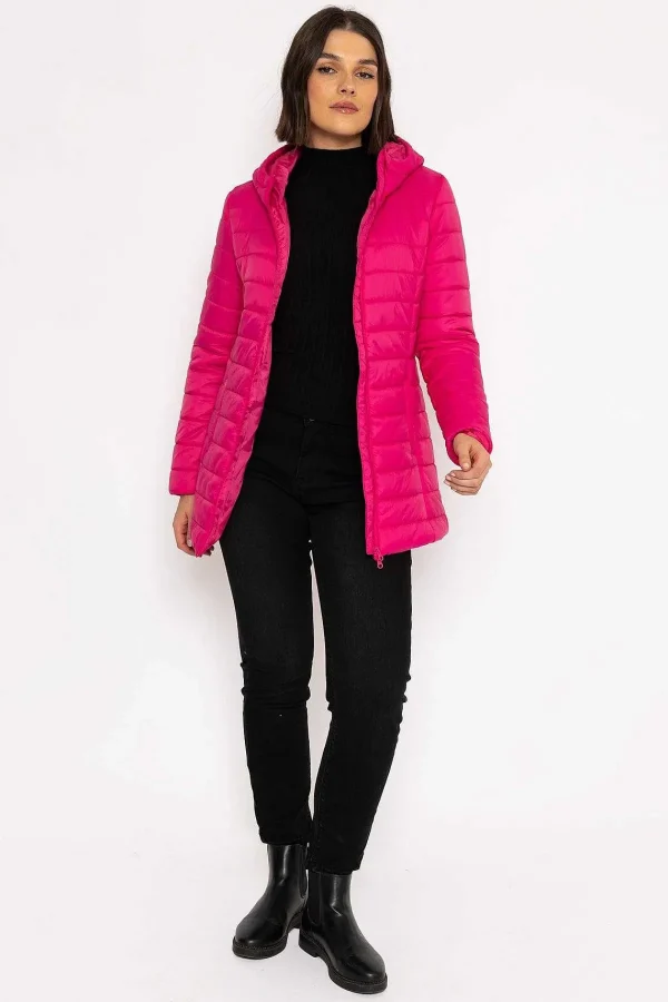 Kelly & Grace Weekend Longline Puffa Coat In Pink*Women Coats & Jackets