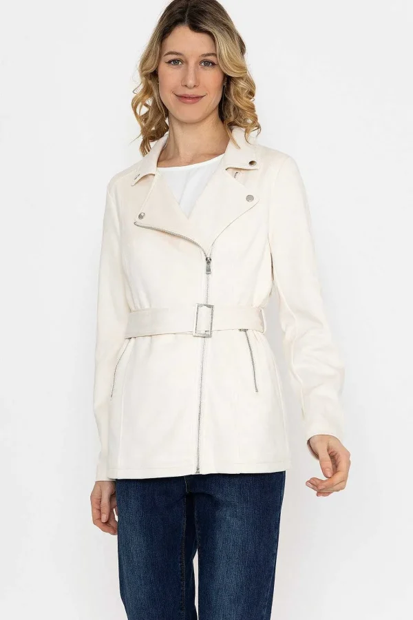 Rowen Avenue Longline Suede Biker In Ecru*Women Coats & Jackets