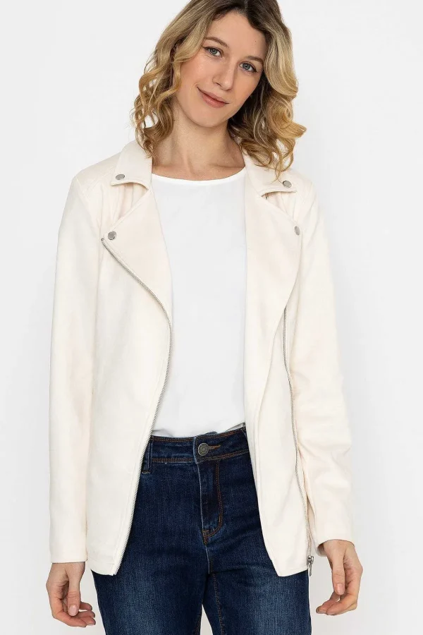 Rowen Avenue Longline Suede Biker In Ecru*Women Coats & Jackets