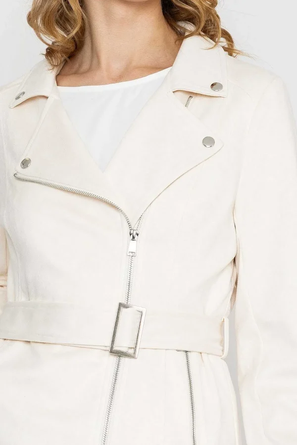 Rowen Avenue Longline Suede Biker In Ecru*Women Coats & Jackets