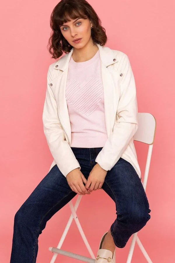 Rowen Avenue Longline Suede Biker In Ecru*Women Coats & Jackets