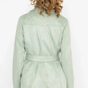 Rowen Avenue Longline Suede Biker In Sage*Women Coats & Jackets