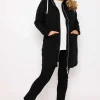 Ulla Popken Longline Zip Jacquard Jacket In Black*Women Hoodies & Sweatshirts