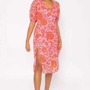 Rowen Avenue Luna Pink Print Midi Dress* Sale Dresses