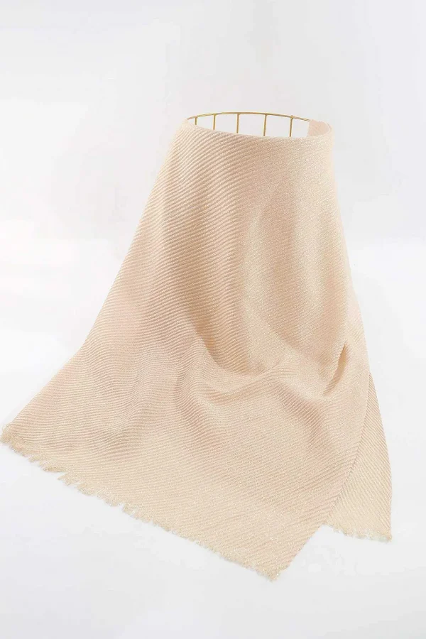 SOUL Accessories Lurex Pleated Occasion Scarf In Beige* Accessories