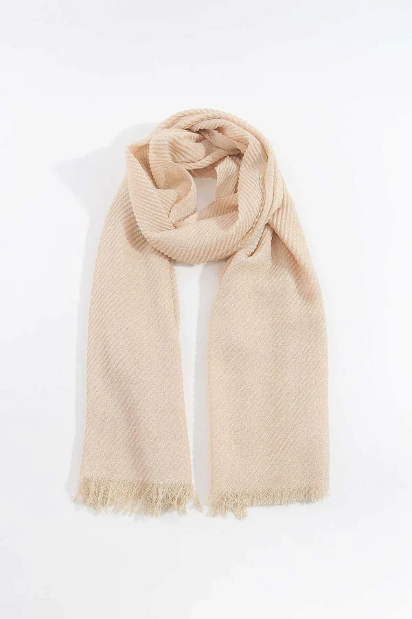 SOUL Accessories Lurex Pleated Occasion Scarf In Beige* Accessories