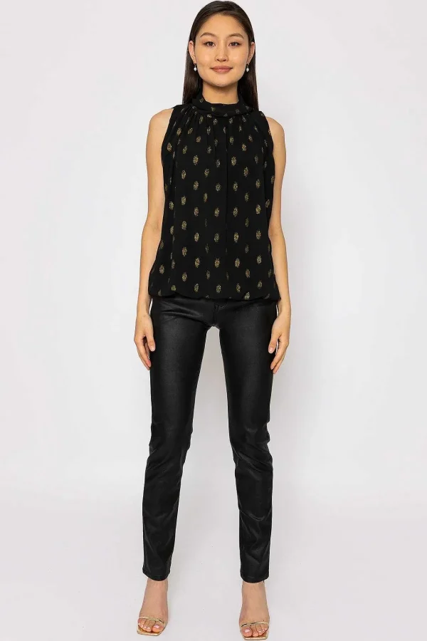 Pala D'oro Lurex Print Halter Top In Black*Women Tops & Blouses