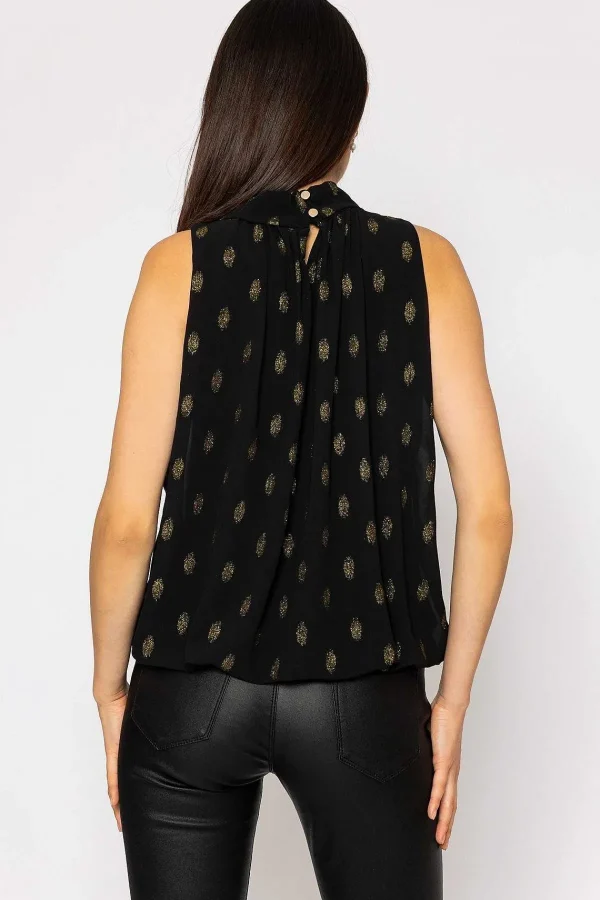 Pala D'oro Lurex Print Halter Top In Black*Women Tops & Blouses