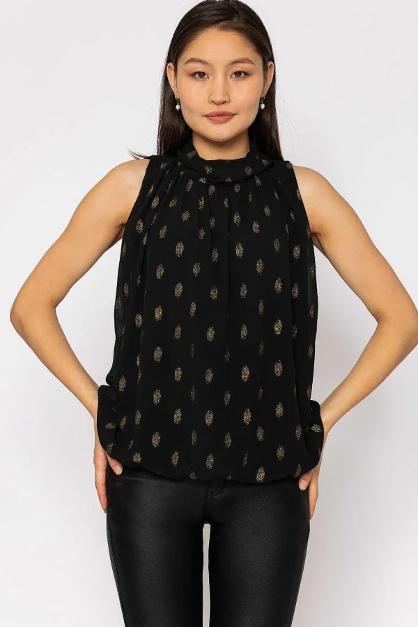 Pala D'oro Lurex Print Halter Top In Black*Women Tops & Blouses