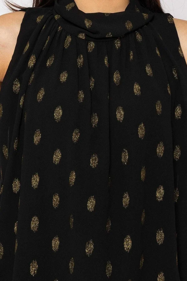 Pala D'oro Lurex Print Halter Top In Black*Women Tops & Blouses