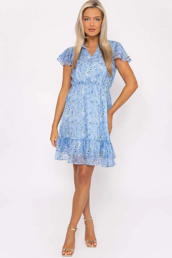 Rowen Avenue Maria Blue Printed Knee Dress* Sale Dresses