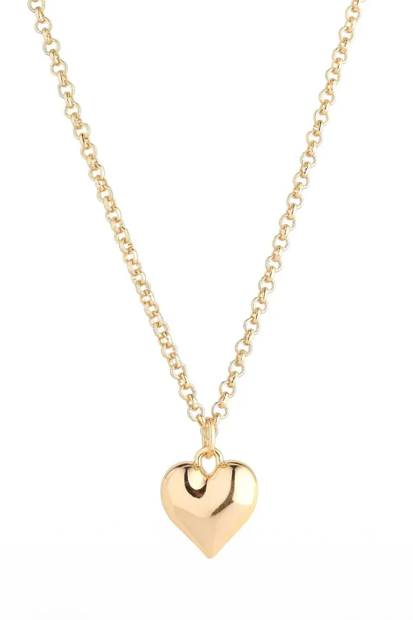 Knight & Day Medium Length Heart Gold Pendant Necklace* Necklaces