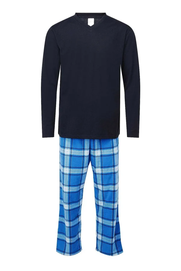 Marlon Sleepwear Mens Check Pyjamas In Blue*Women Nightwear