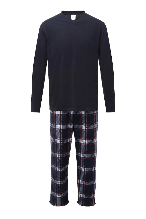 Marlon Sleepwear Mens Check Pyjamas In Navy*Women Nightwear